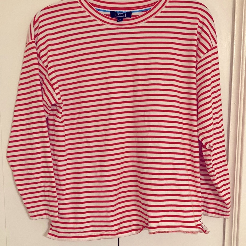 Red and White Striped Women's Top